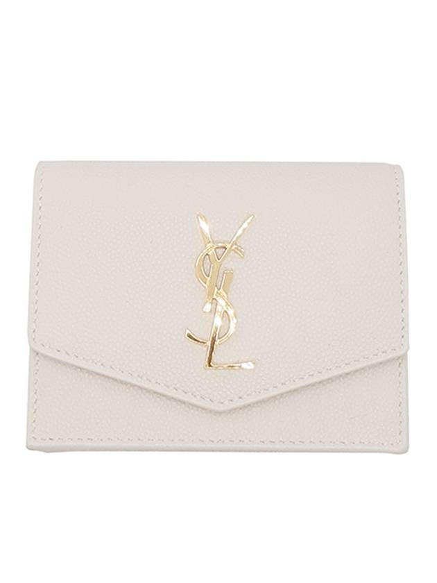 Monogram Uptown Leather Card Wallet Ivory - SAINT LAURENT - BALAAN 1