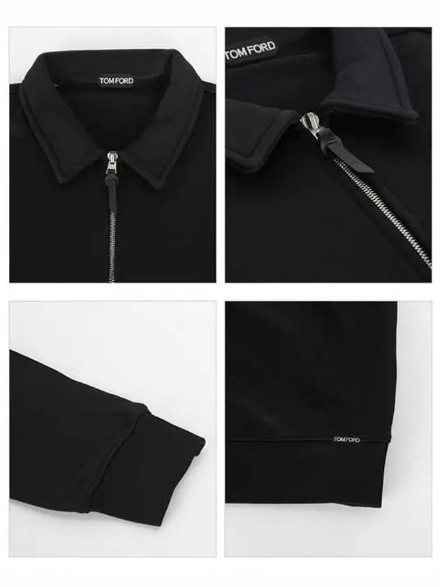 Men's Half Zipper Polo Sweatshirt Black - TOM FORD - BALAAN.