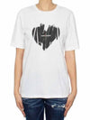 Heart Print Short Sleeve T-Shirt White - SAINT LAURENT - BALAAN 3