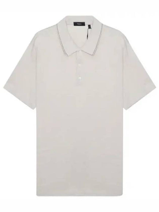 Men's Bron Collar Cotton Short Sleeve Polo Shirt Beige - THEORY - BALAAN 1