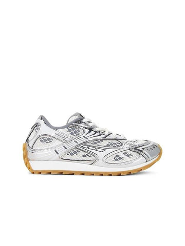 Orbit Mesh Rubber Low Top Sneakers Silver White - BOTTEGA VENETA - BALAAN 1