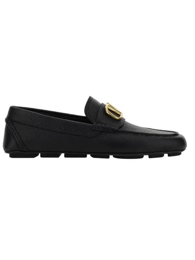 Men's V Logo Signature Leather Loafers Black - VALENTINO - BALAAN 1