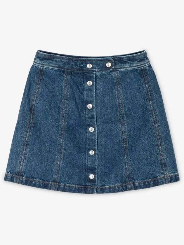 Women's Poppy Front Button Denim A-Line Skirt Blue - A.P.C. - BALAAN 3