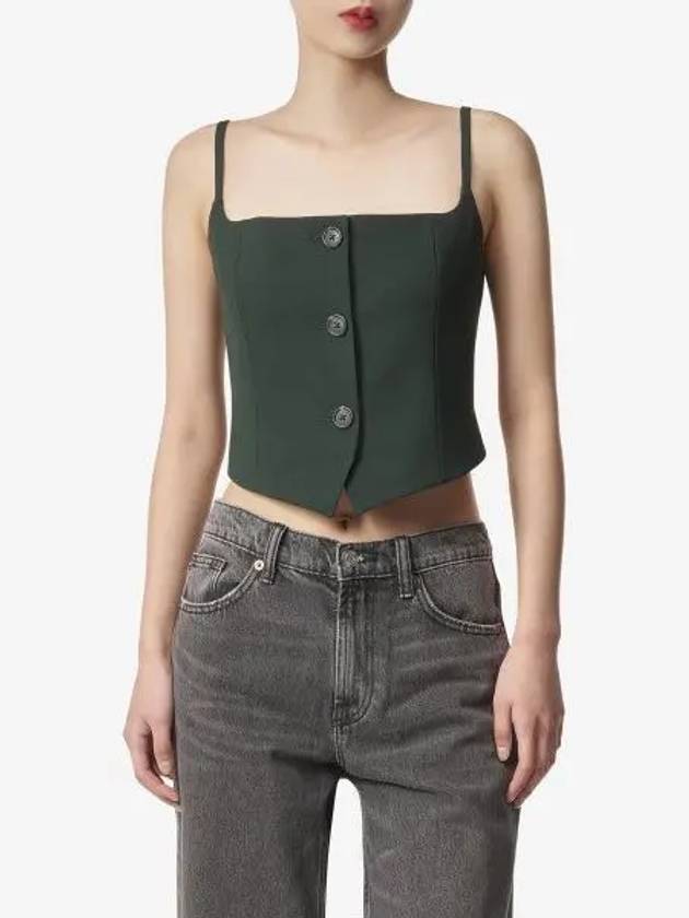 Cropped Stretch Wool Blazer Sleeveless Green - HELMUT LANG - BALAAN 2