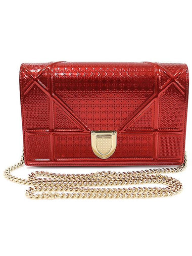 S0328OSKN Metallic Red Patent AMA Rama Gold Chain WOC Clutch Crossbody Bag - DIOR - BALAAN 1