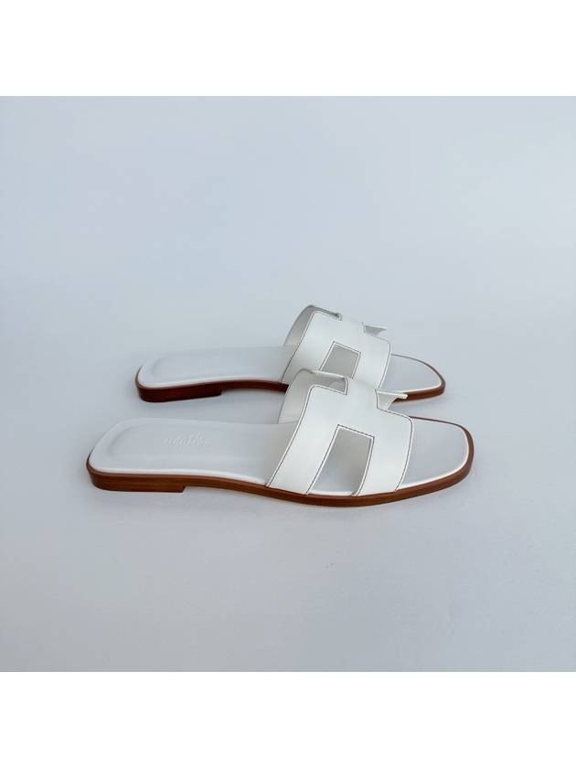 Oran Calfskin Slippers Blanc - HERMES - BALAAN 8