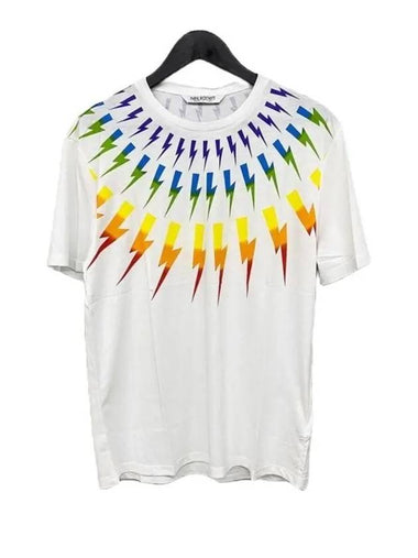 Rainbow Lightning Short Sleeve T-Shirt White - NEIL BARRETT - BALAAN 1