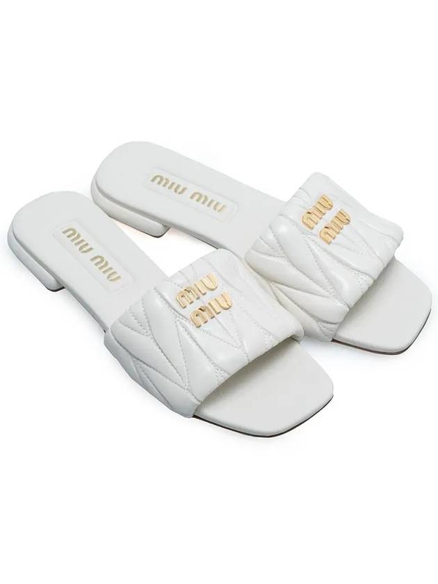 Matelasse Nappa Leather Slippers White - MIU MIU - BALAAN 3