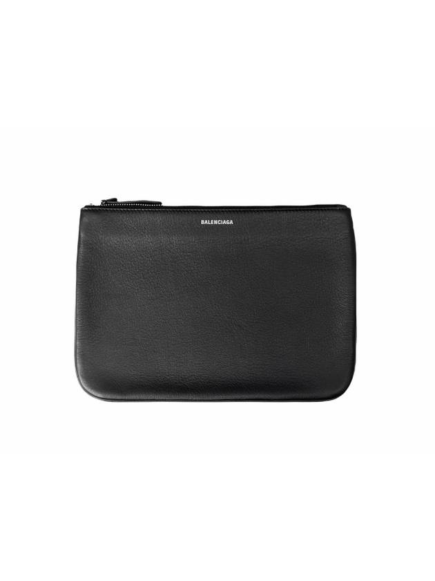 Logo Medium Leather Clutch Bag Black - BALENCIAGA - BALAAN 1