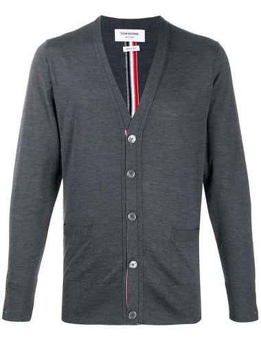 Men's Classic Three-Stripe Backstripe Wool Cardigan Dark Grey - THOM BROWNE - BALAAN 1