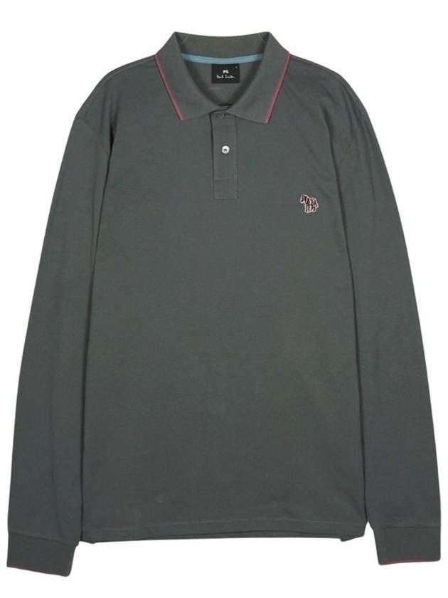 Zebra Logo Long Sleeve Polo Shirt Dark Grey - PAUL SMITH - BALAAN 1