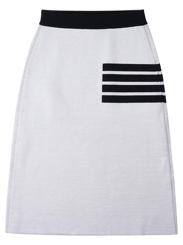 Double Face Merino 4 Bar A Line Skirt White - THOM BROWNE - BALAAN 2