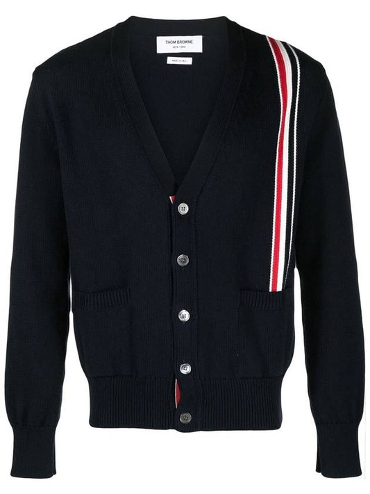 RWB Striped Intarsia Cotton Cardigan Navy - THOM BROWNE - BALAAN 2