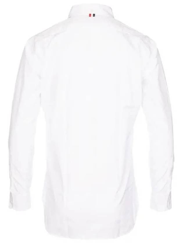 Men's Grosgrain Placket Solid Poplin Long Sleeve Shirt White - THOM BROWNE - BALAAN 11