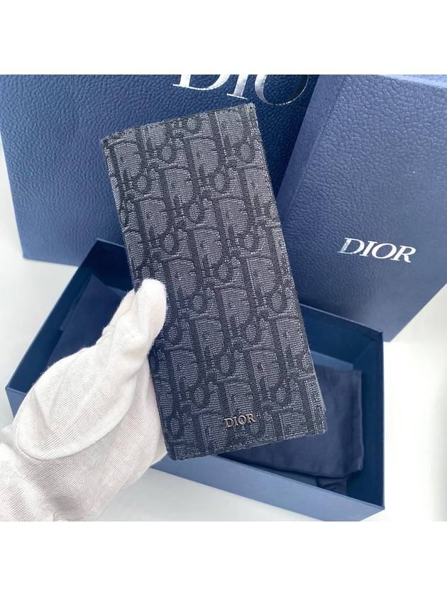 Vertical Long Wallet Black Oblique Jacquard - DIOR - BALAAN 7