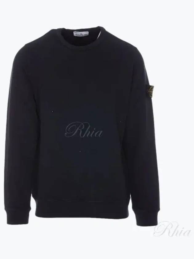 Brushed Cotton Fleece Garment Dyed Crewneck Sweatshirt Navy - STONE ISLAND - BALAAN 2