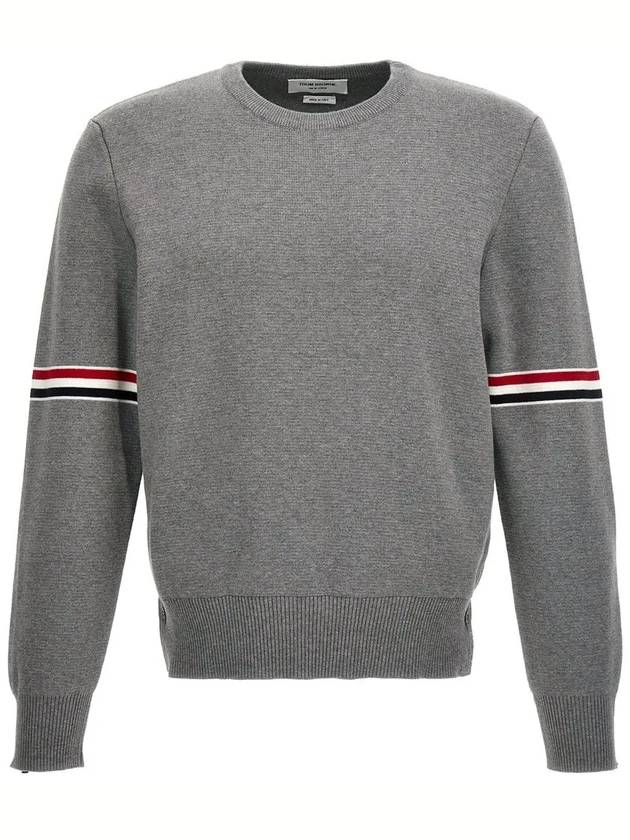 Men's Milan Stitch Armband Crew Neck Knit Top Light Grey - THOM BROWNE - BALAAN 3