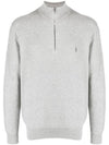 Pony logo embroidered half zip up knit top gray - POLO RALPH LAUREN - BALAAN 1