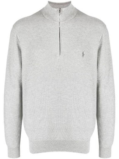 Pony logo embroidered half zip up knit top gray - POLO RALPH LAUREN - BALAAN 1