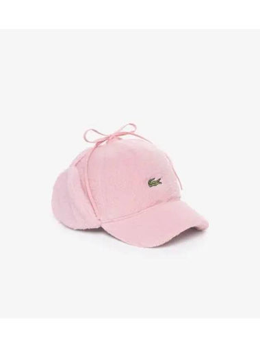 Women s Fleece Earring Hat Salmon Pink - LACOSTE - BALAAN 1