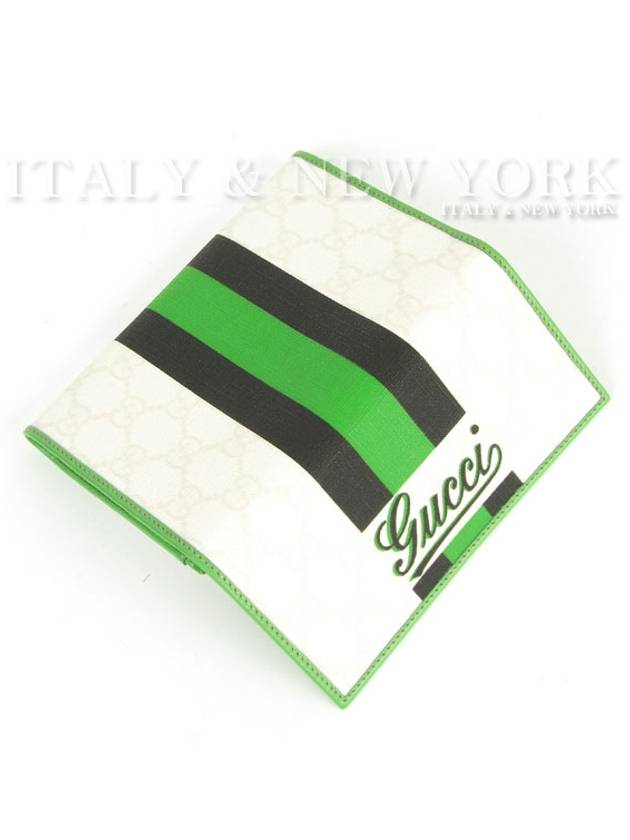 Logo Tri-Fold Half Wallet Green White - GUCCI - BALAAN 3