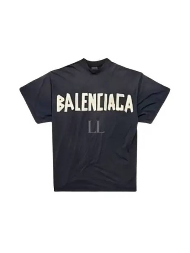 Tape Type Cotton Short Sleeve T-Shirt Black - BALENCIAGA - BALAAN 2