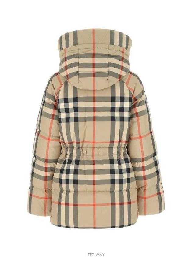 Women's Detachable Hooded Check Puffer Jacket Padded Archive Beige - BURBERRY - BALAAN 4