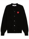 Double Heart Logo Wool Cardigan Black P1N076 F - COMME DES GARCONS - BALAAN 5