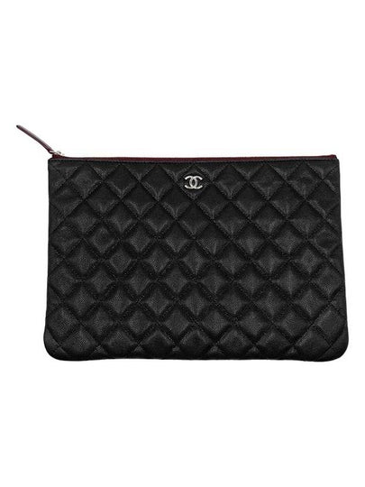 Medium Classic Clutch Bag Caviar Leather & Silver Black - CHANEL - BALAAN 2