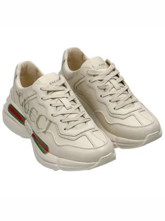 Rhyton Leather Sneakers Logo Ivory - GUCCI - BALAAN 2