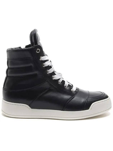 Leather High Top Sneakers Black - BALMAIN - BALAAN 1