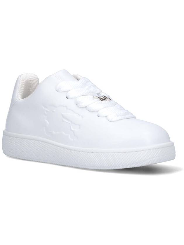 Kids Embossed Logo Leather Sneaker White - BURBERRY - BALAAN 3