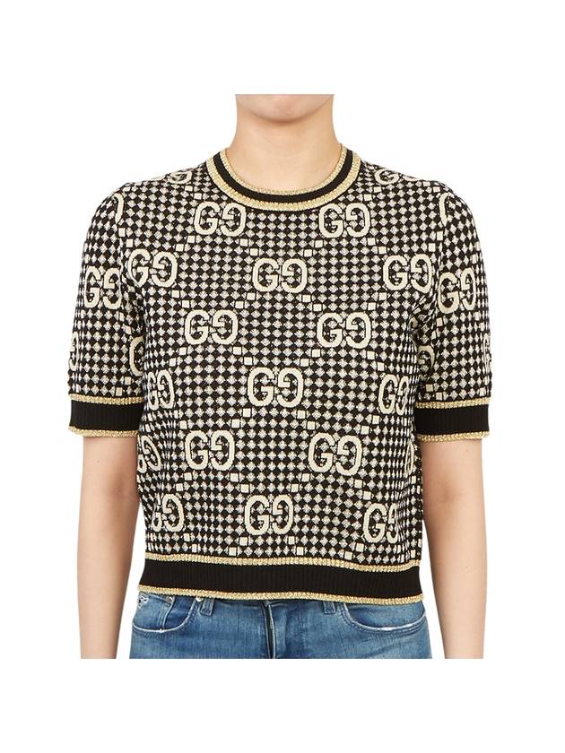 Women's Wool Blend Jacquard Knit Top Grey - GUCCI - BALAAN 2