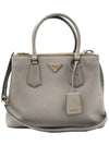 Women s Prada 1BA232 Gray Saffiano Lux Gold Triangle Galleria 2WAY gt bag Gangbuk used luxury goods - PRADA - BALAAN 2