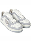 Downtown Perforated Leather Low Top Sneakers White Cornflower - PRADA - BALAAN 4