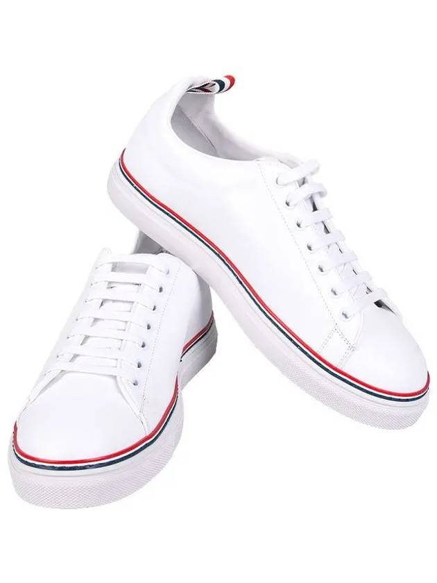 Tennis Vitello Calf Leather Low Top Sneakers White - THOM BROWNE - BALAAN 2