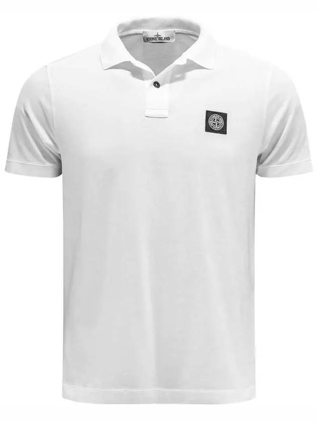 Men's Logo Patch Short Sleeve Cotton Polo Shirt White - STONE ISLAND - BALAAN 2