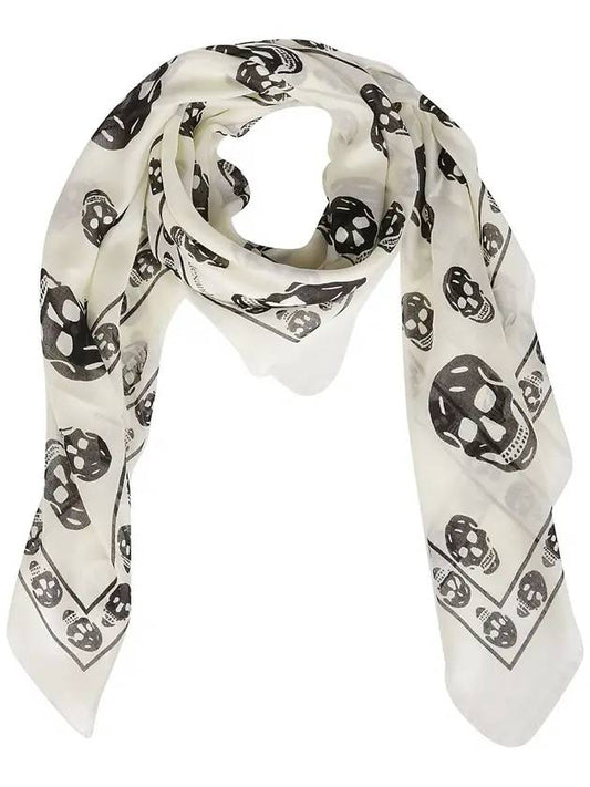 Skull Print Scarf Ivory - ALEXANDER MCQUEEN - BALAAN 1