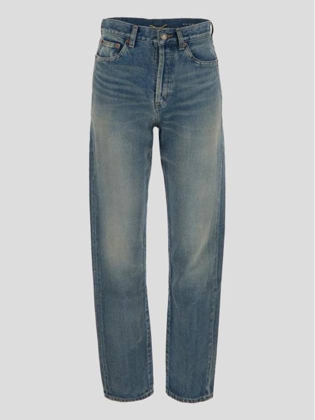 High-rise Slim Fit Denim Jeans Blue - SAINT LAURENT - BALAAN 4