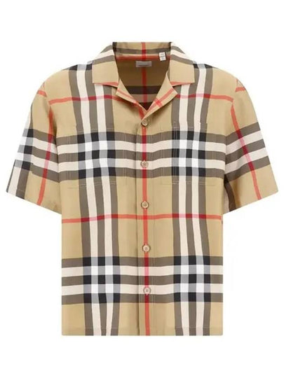 Vintage Check Silk Short Sleeve Shirt Archive Beige - BURBERRY - BALAAN 2