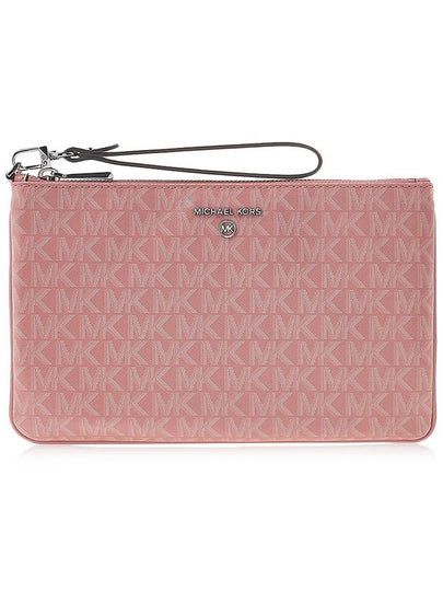 Jet Set Charm Logo Embellished Wristlet Clutch Bag Pink - MICHAEL KORS - BALAAN 2