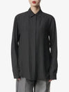 Striped Button Silk Shirt Black - SAINT LAURENT - BALAAN 2