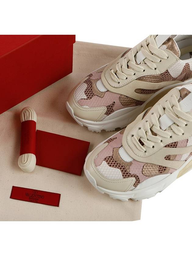 Camouflage Bounce Low-Top Sneakers White Pink - VALENTINO - BALAAN 9