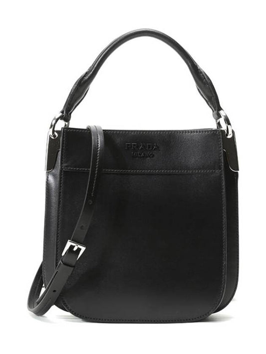 Margit leather small cross bag black - PRADA - BALAAN