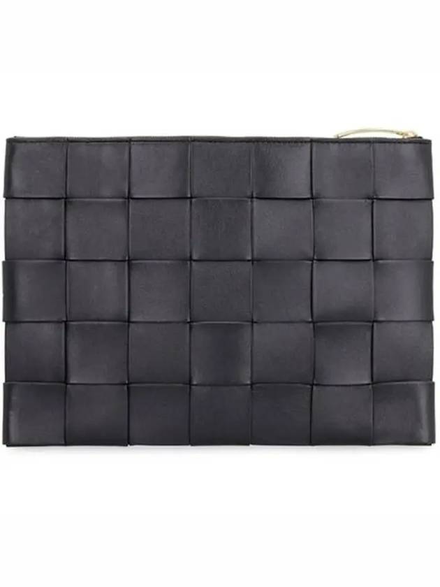 Cassette Intrecciato Medium Clutch Bag Black - BOTTEGA VENETA - BALAAN 2