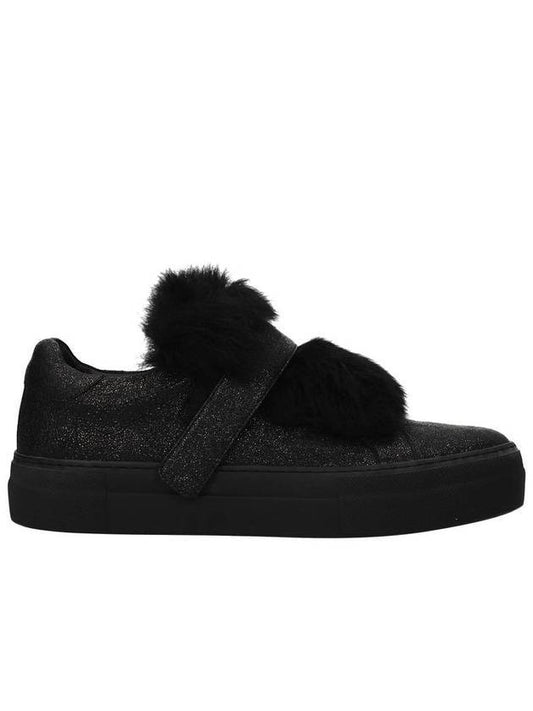 fur panel low-top sneakers black - MONCLER - BALAAN 1