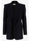 Striped Wool Jacket Black - SAINT LAURENT - BALAAN 1