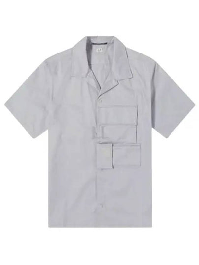 Metropolis Gabardine Short Sleeve Shirt Grey - CP COMPANY - BALAAN 2