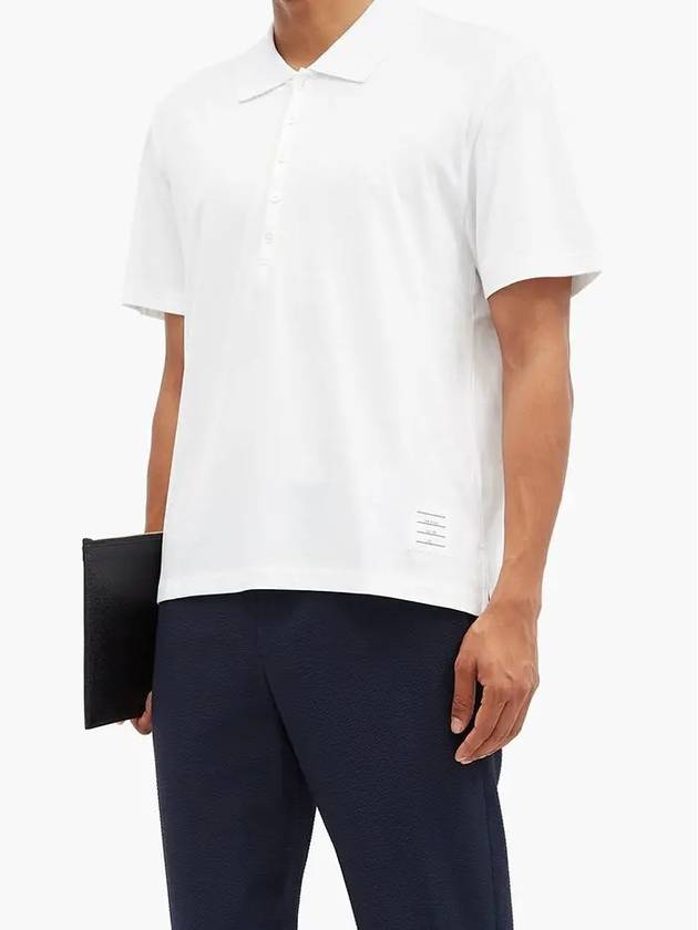 Side Slit Three Stripe Tab Short Sleeve Polo Shirt White - THOM BROWNE - BALAAN 3