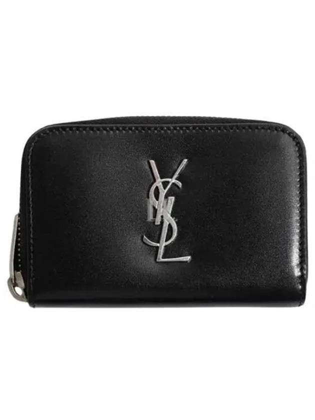 Monogram Zipper Silver Card Wallet Black - SAINT LAURENT - BALAAN 2